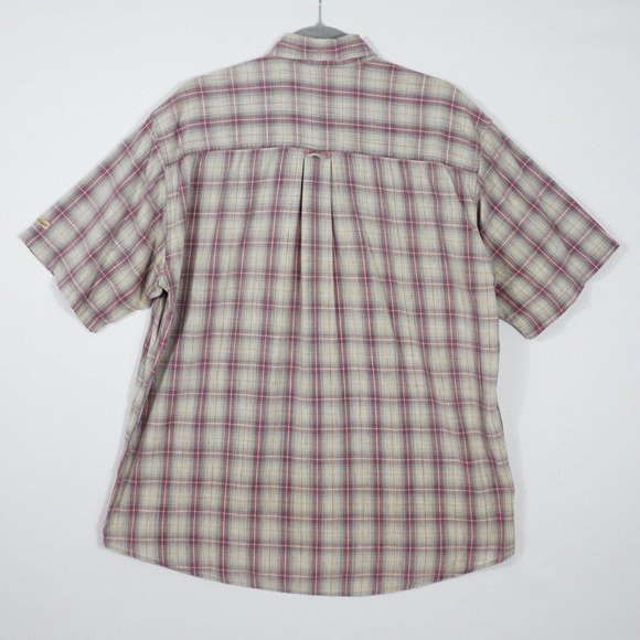 Vintage Woolrich Mens Plaid Button Up Size Large Short Sleeve Red Green - Picture 2 of 12